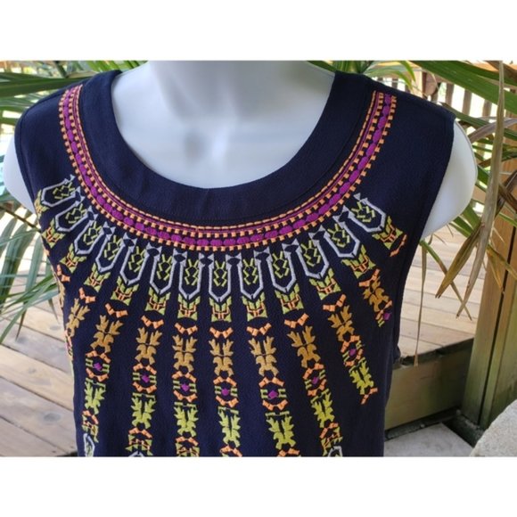J. Crew Tops - J. Crew Embroidered Navy Blouse 2